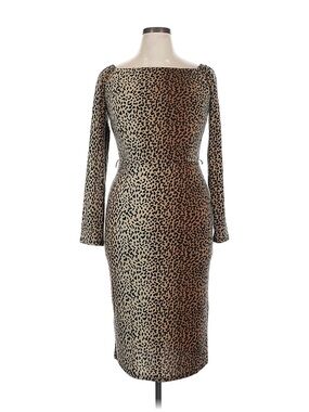 Collectif Animal Print Pencil Dress Pinup Rockabilly Of Shoulder Size US12 UK16